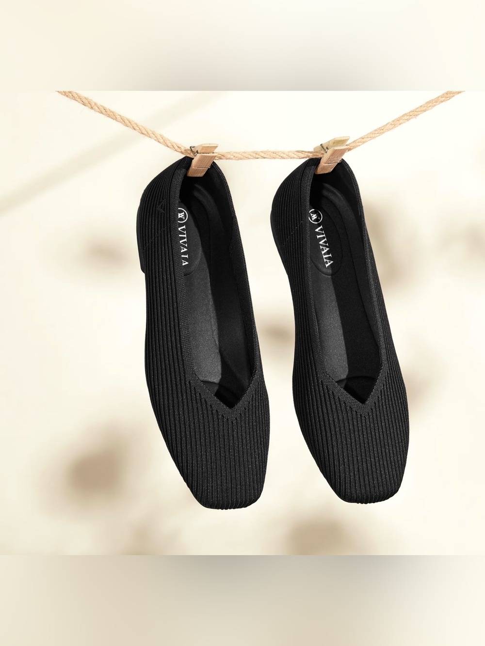 Vivaia Women's Square-Toe V-Cut Flats (Margot 2.0) Size 37.5